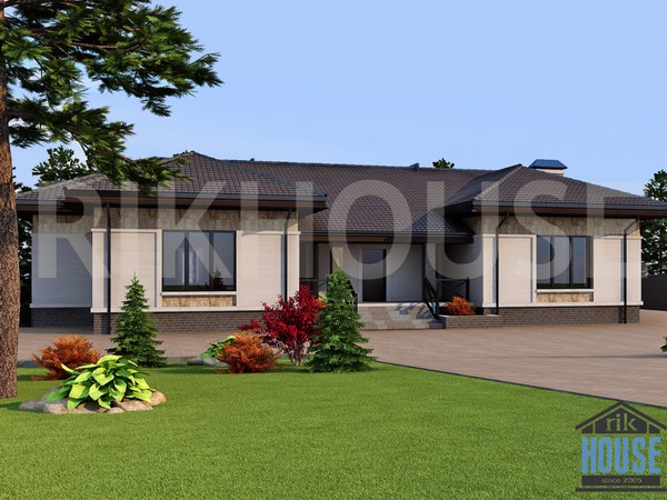 артикул КО-115 Одноэтажный дом с террасой (площадь 232 м²)